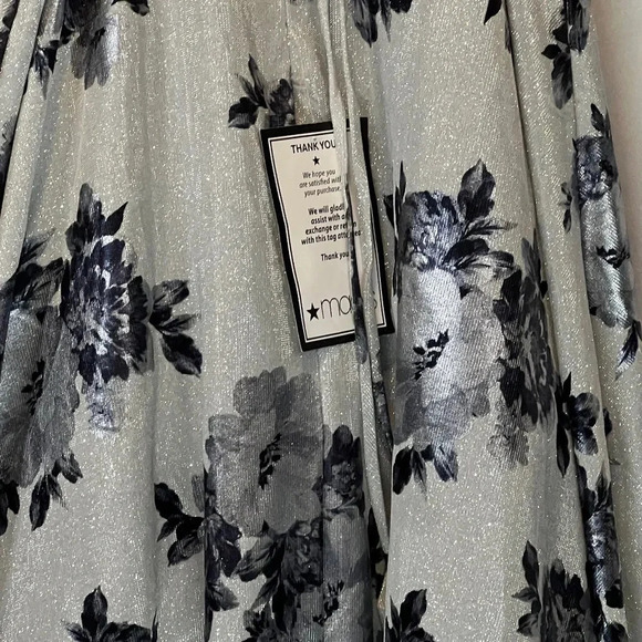 City Studios Juniors Lace-Up Floral Glitter Silver Charcoal Ball Gown size 0 & 1 - Picture 10 of 15